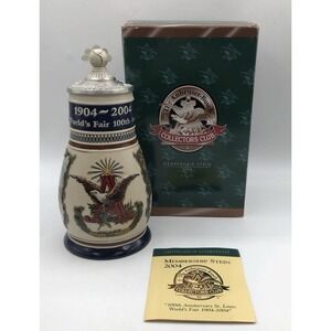 Anheuser‎ Busch 2004 WORLD'S FAIR Collectors Club 100th Anniv. Lidded Stein, COA